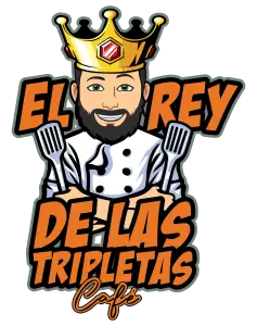 El Rey de las Tripletas Café logo, a crowned chef holding spatulas
