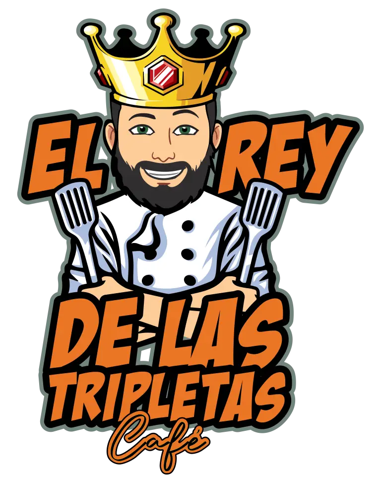 El Rey de las Tripletas Café logo, a crowned chef holding spatulas