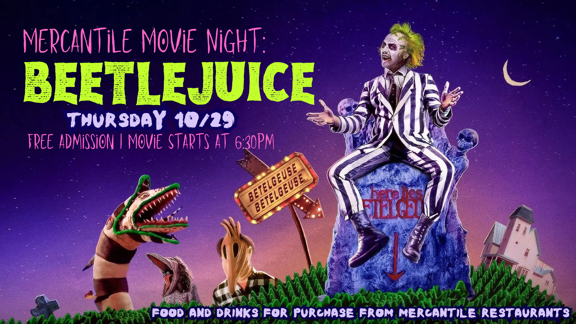 Mercantile Movie Night: Beetlejuice flyer
